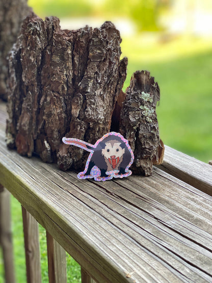 Screaming Opossum Glitter Sticker