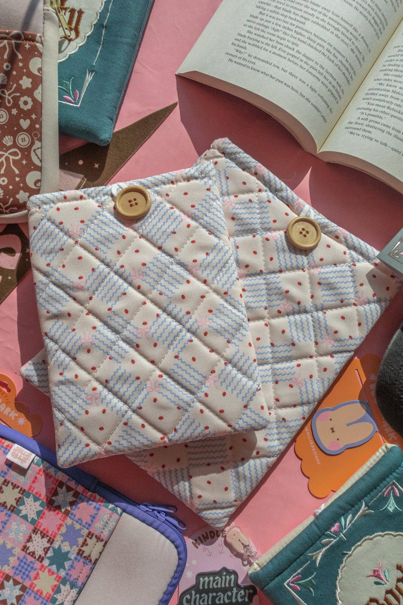 Quilted Ladybug Book/Kindle Sleeve