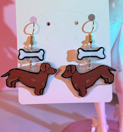 Weenie Dog Shrinky Dink Earrings