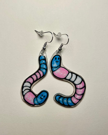 Pride Flag Gummy Worms Shrinky Dink Earrings