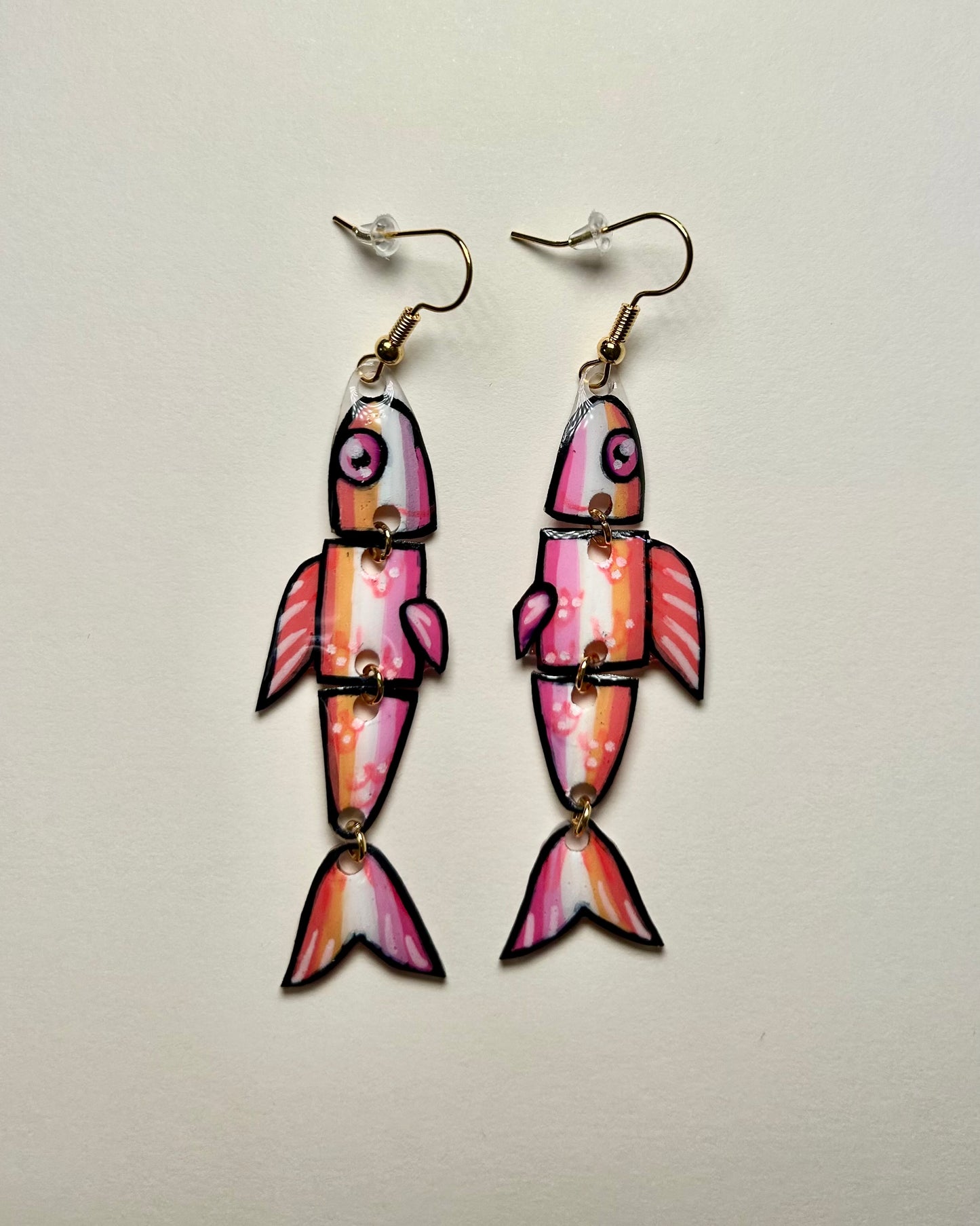 Pride Flag Fish Shrinky Dink Earrings