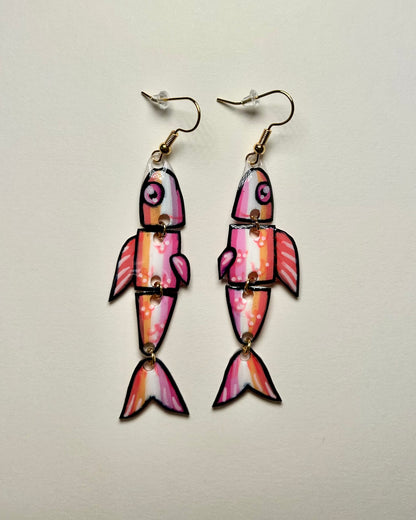 Pride Flag Fish Shrinky Dink Earrings