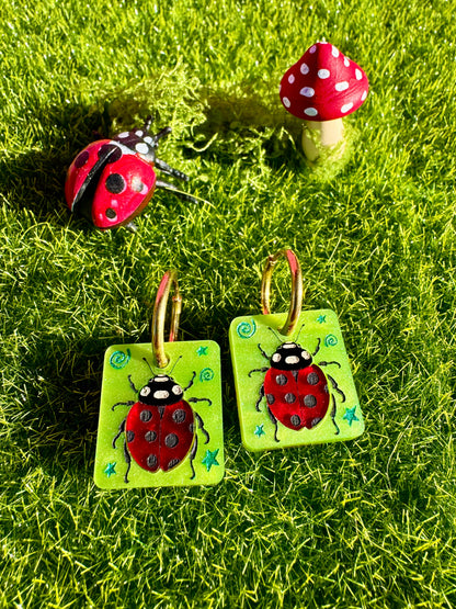 Lady Bug Tile Earrings