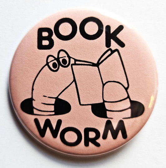Book Worm Button Pin