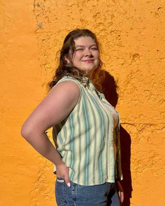 Striped Button Up Tank M Vintage