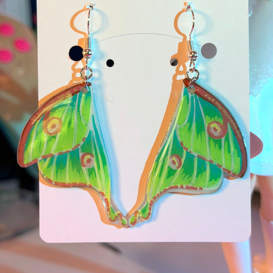 Luna Moth Shrinky Dink Earrings