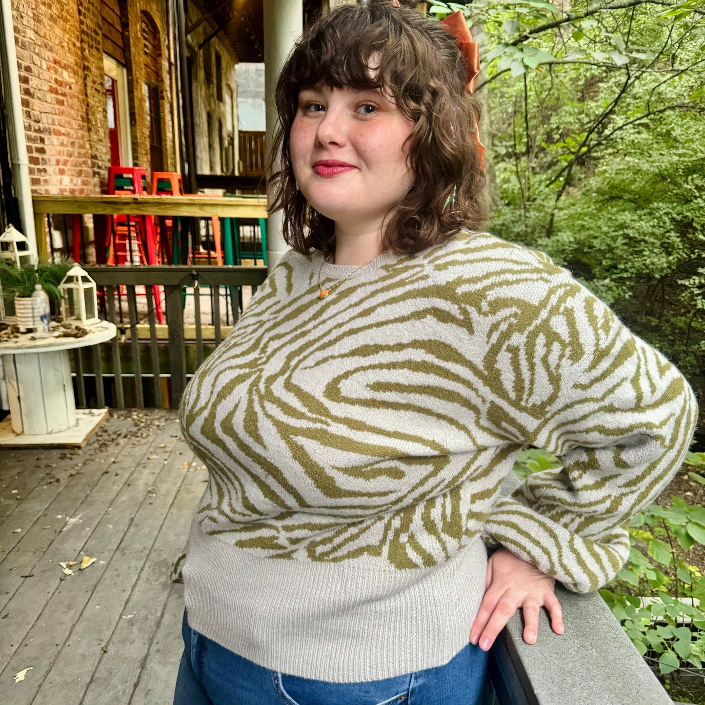 Wild Green Cropped Sweater