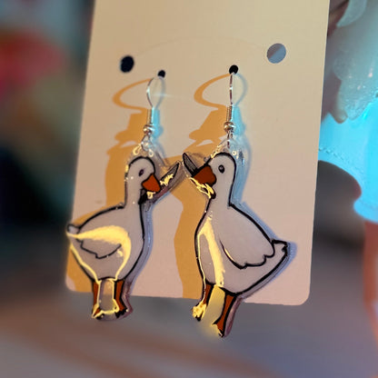 Goose with a Knife Shrinky Dink Earrings