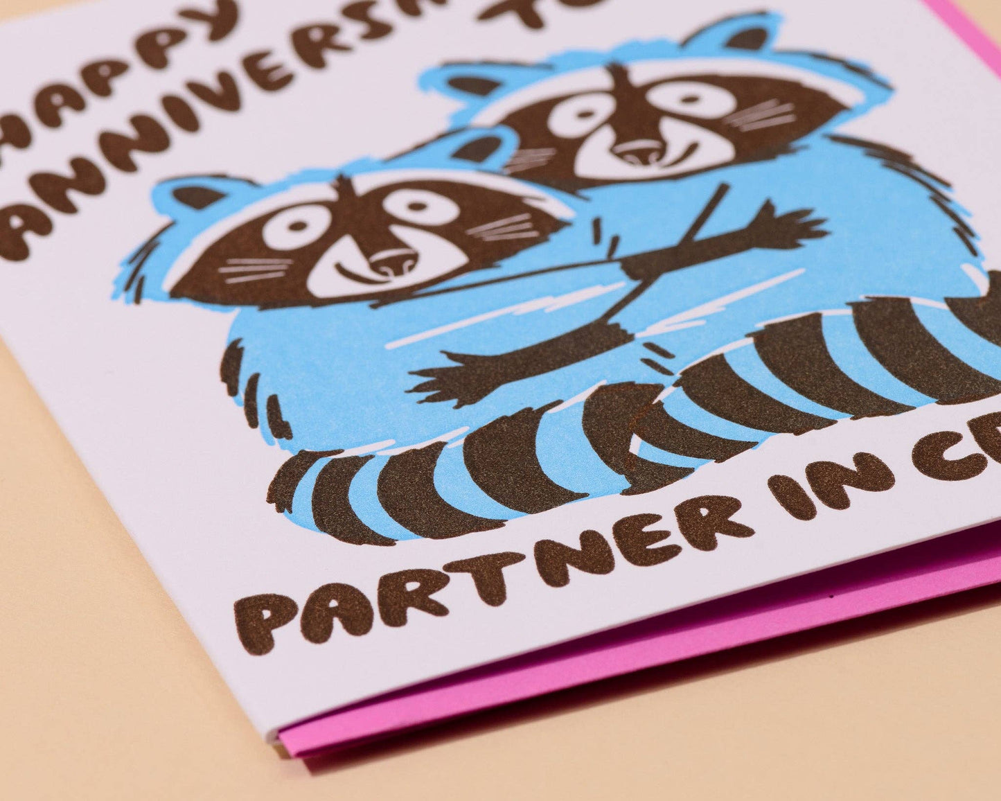 Partners in Crime Racoon Anniversary Card