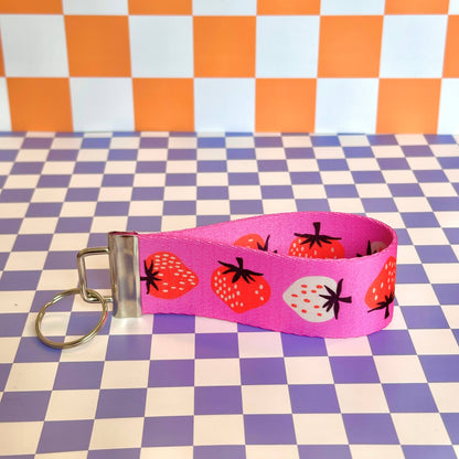 Strawberry Handmade Wristlet Keychain