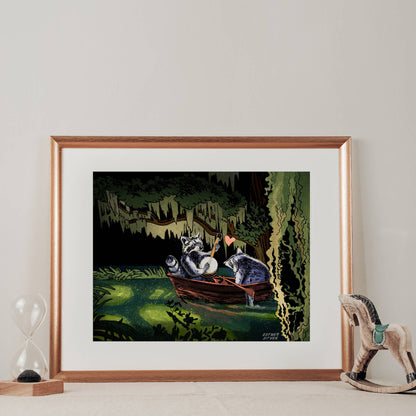 Raccoons On the Bayou 8.5x11 Art Print