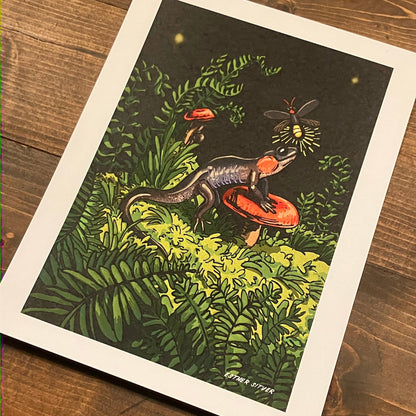 Salamander and Firefly 8.5x11 Art Print