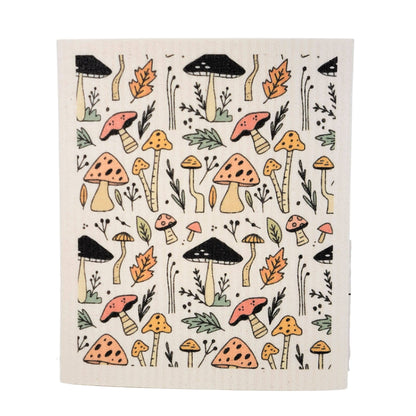 Mushroom Pattern Swedish Dishcloth
