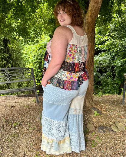 Plus Denim + Lace Bell Bottoms
