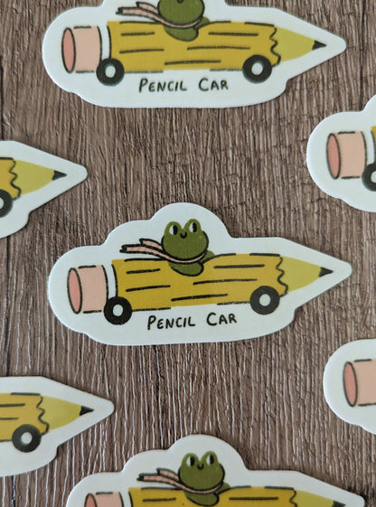 Frog in a Pencil Car Sticker