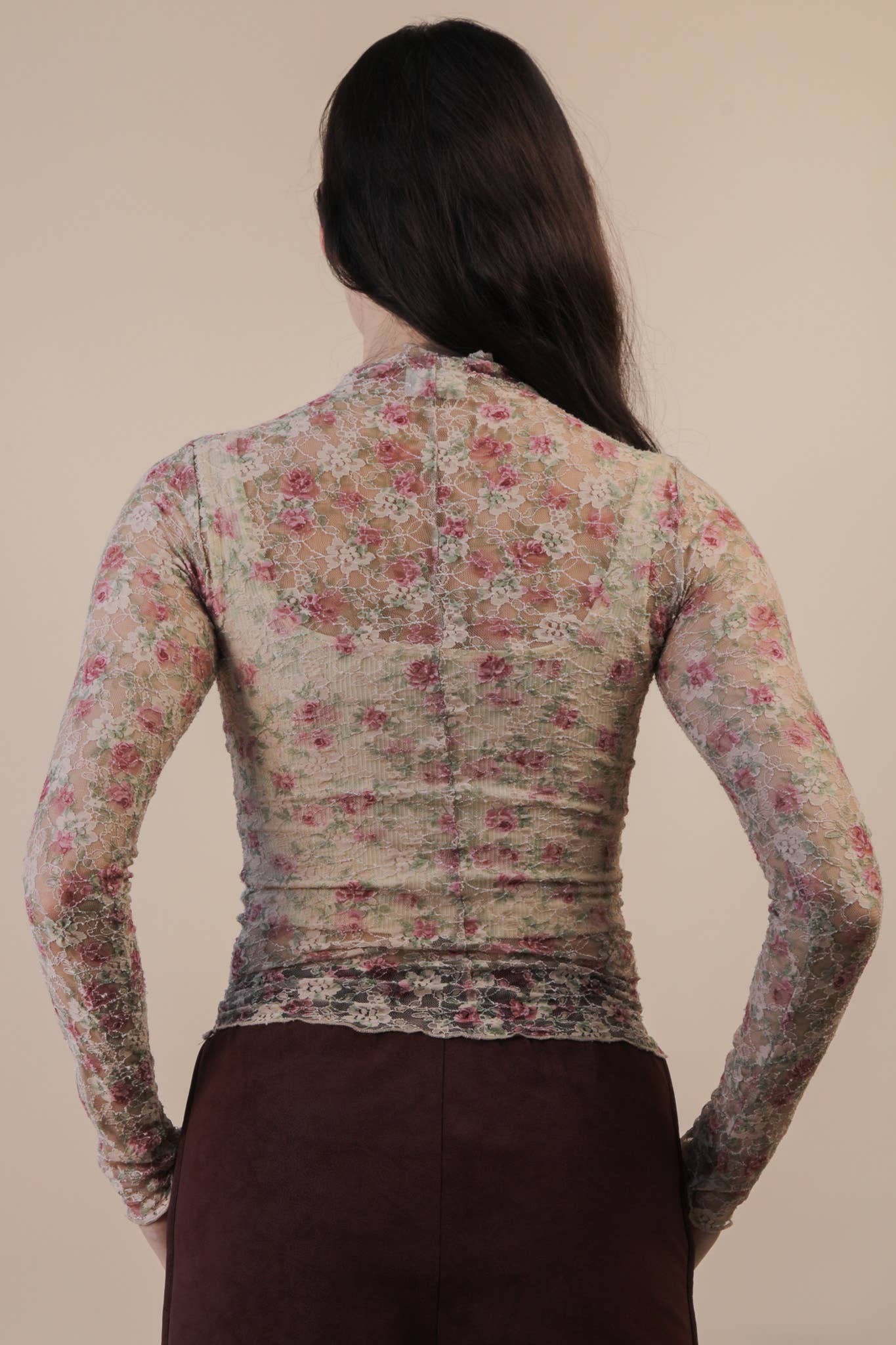 High Neck Mesh Lace Top