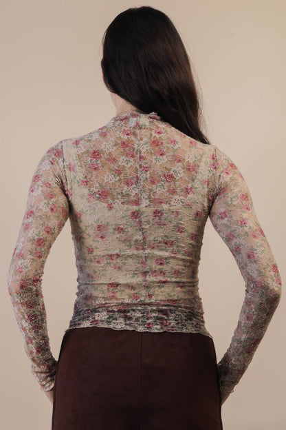 High Neck Mesh Lace Top