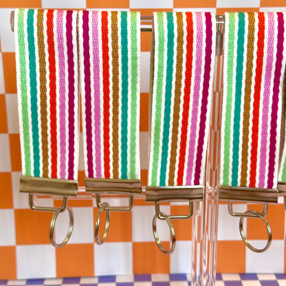 Striped Handmade Wristlet Keychain