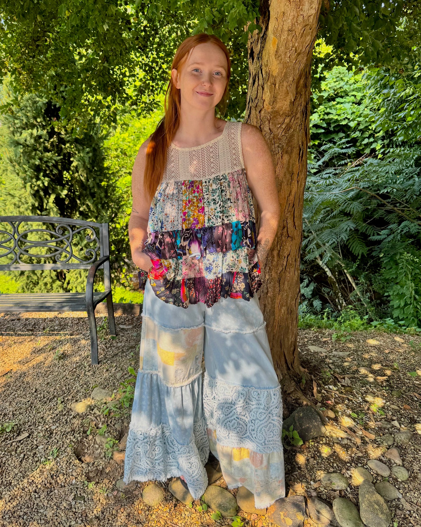 Denim + Lace Bell Bottoms