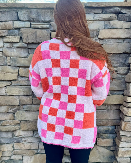 Sunset Checkered Cardigan