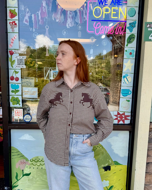 Horse Gingham Button Down Shirt