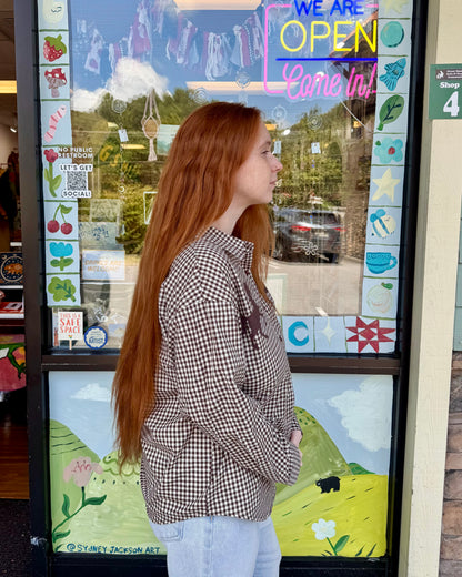 Horse Gingham Button Down Shirt