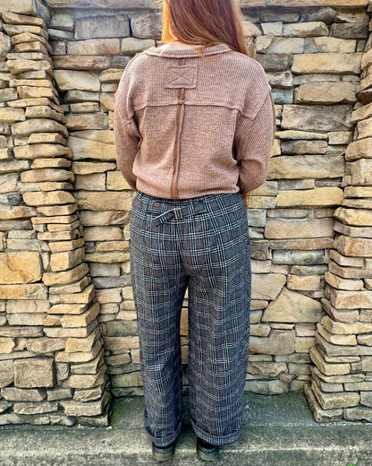 Plaid Cargo Wide Leg Pants