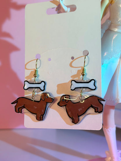 Weenie Dog Shrinky Dink Earrings