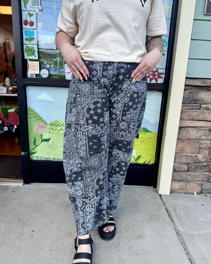 Plus Black Bandana Pants