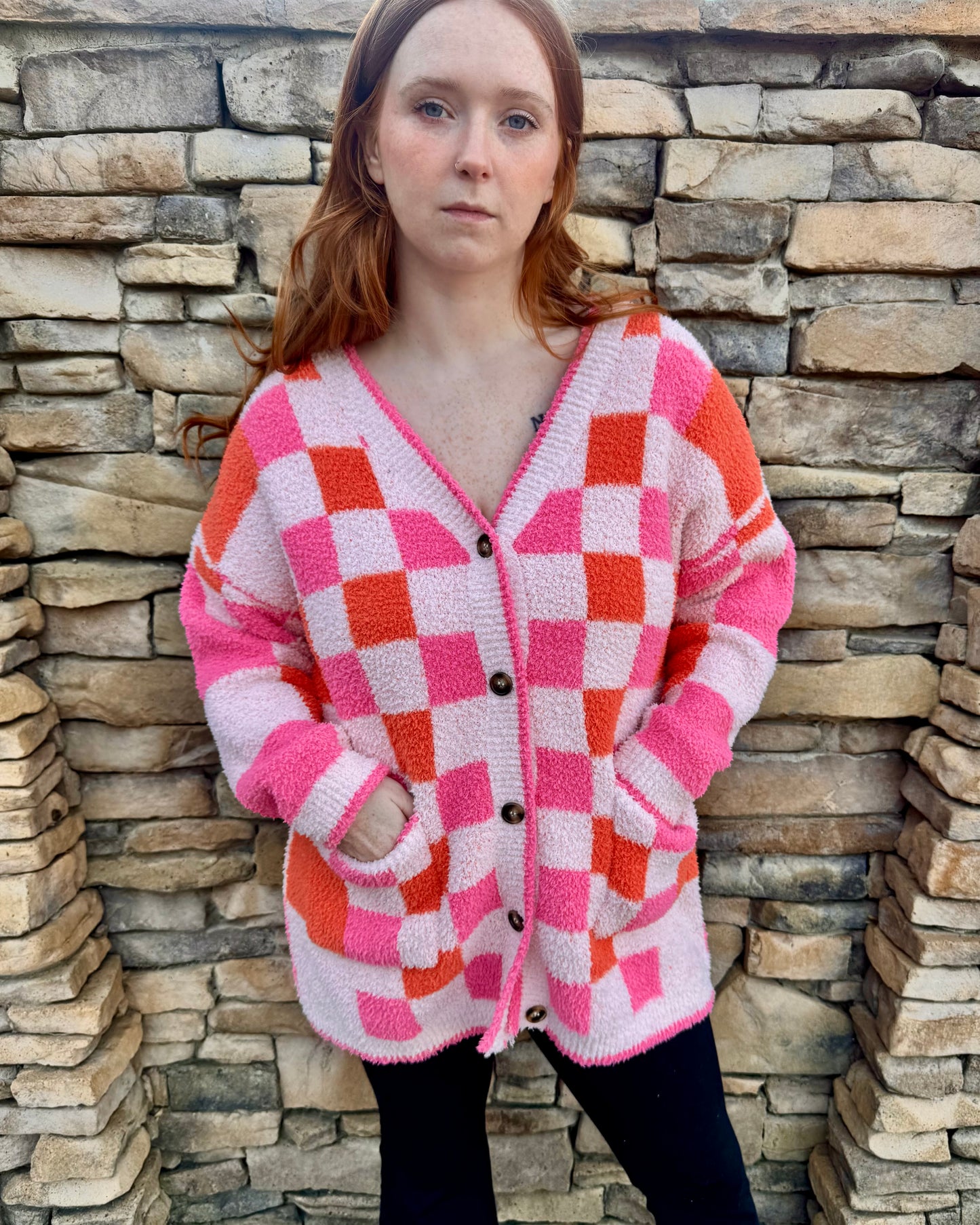 Sunset Checkered Cardigan