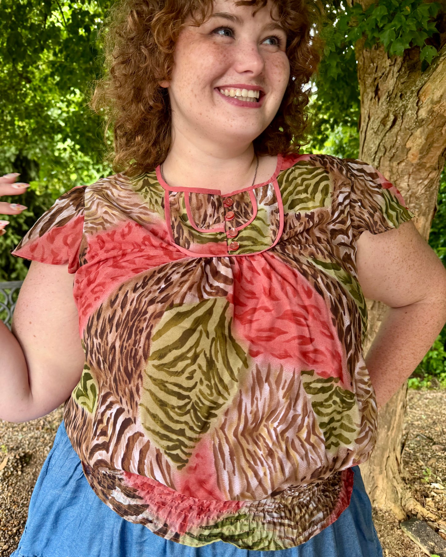 Animal Print Blouse 2X Vintage