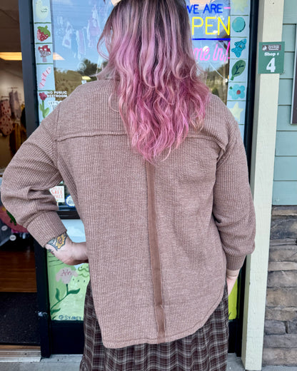 Plus Mocha V-Neck Knit Top