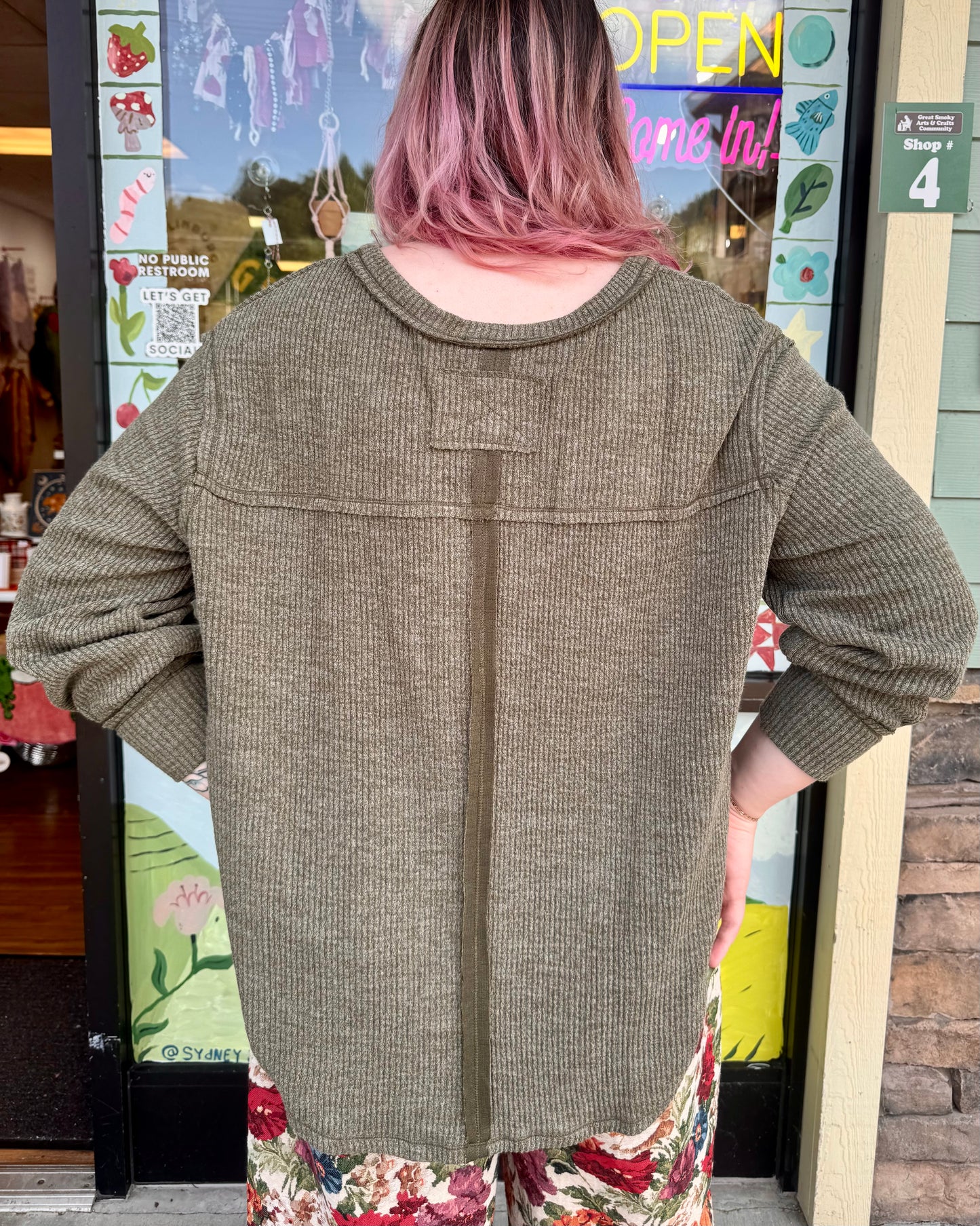 Plus Olive V-Neck Knit Top