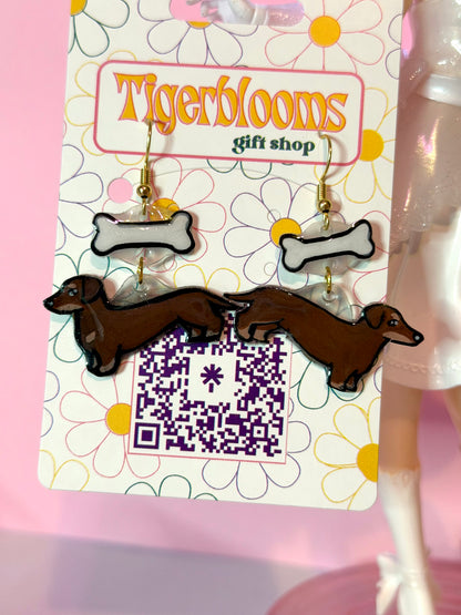 Weenie Dog Shrinky Dink Earrings