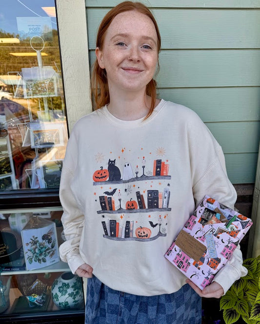 Spooky Bookshelf Comfort Color Sweatshirt