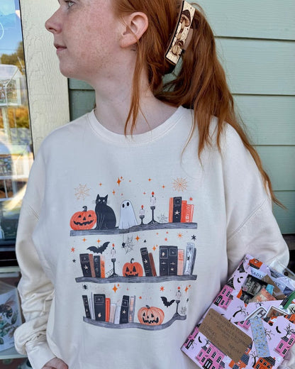 Spooky Bookshelf Comfort Color Sweatshirt