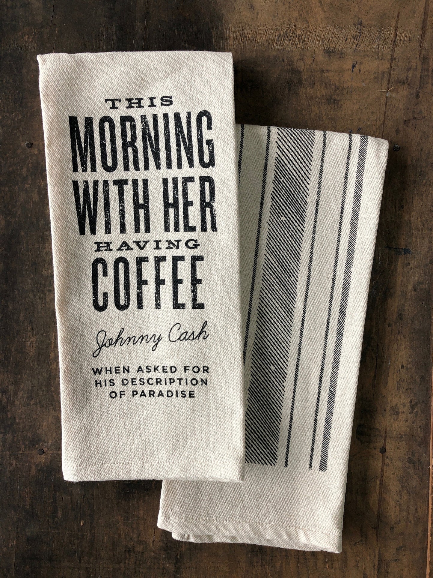Having Coffee Johny Cash Kitchen Towel