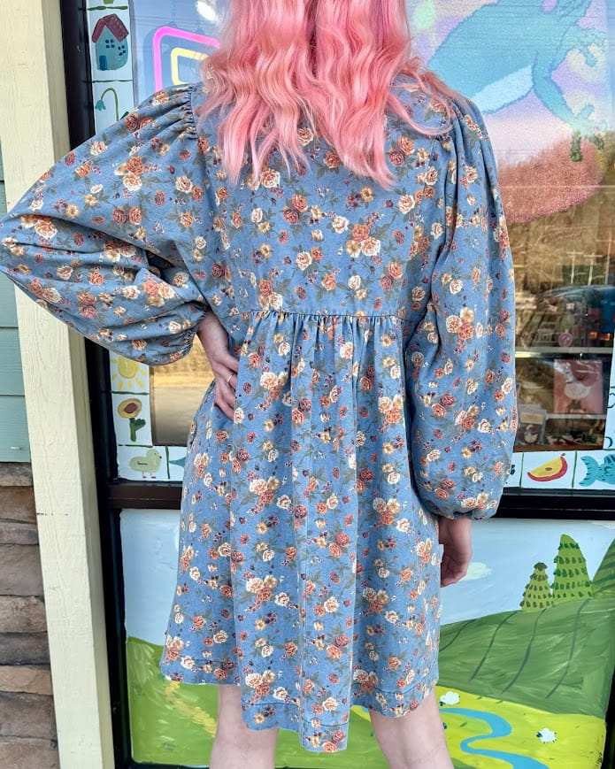 Vintage Florals Denim Tie Dress