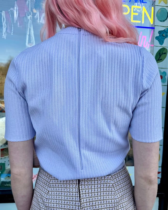 Lilac Back Zip ‘70s Top Vintage Small