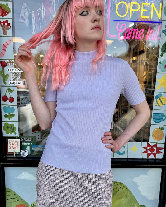 Lilac Back Zip ‘70s Top Vintage Small