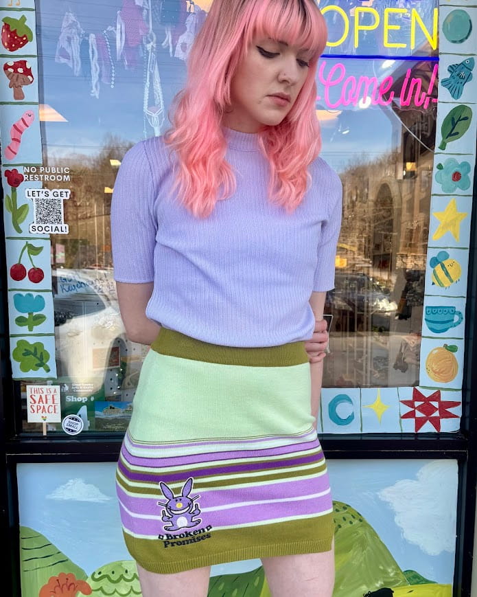 Happy Bunny Knit Mini Skirt Consignment Medium