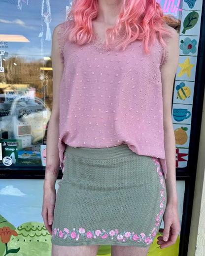 Floral Knit Mini Skirt Consignment Small