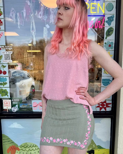Floral Knit Mini Skirt Consignment Small