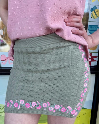 Floral Knit Mini Skirt Consignment Small