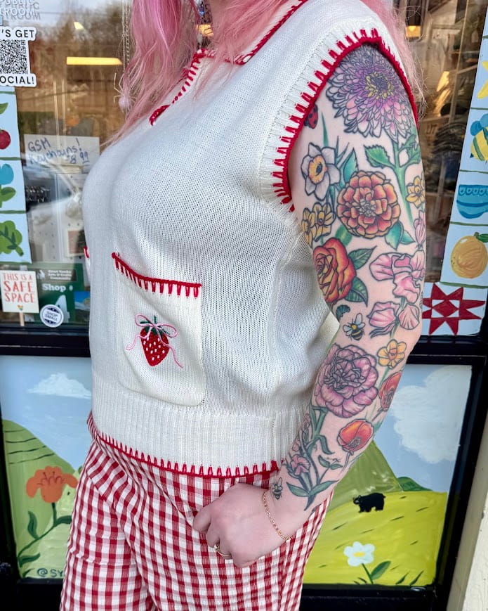 Strawberry Patch Sleeveless Knit Top