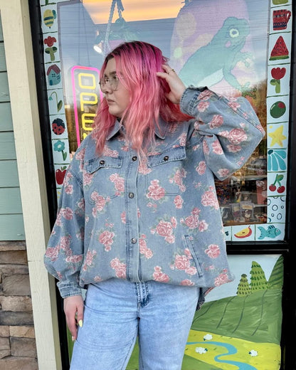 Dusty Rose Denim Shacket