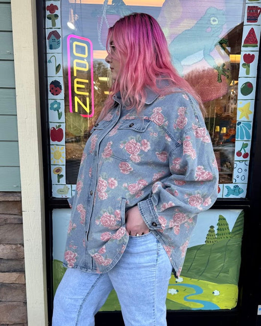 Dusty Rose Denim Shacket