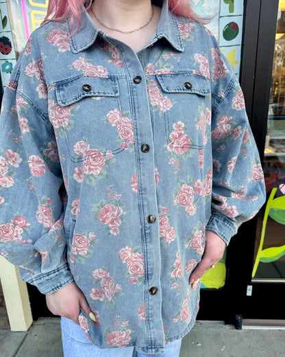 Dusty Rose Denim Shacket
