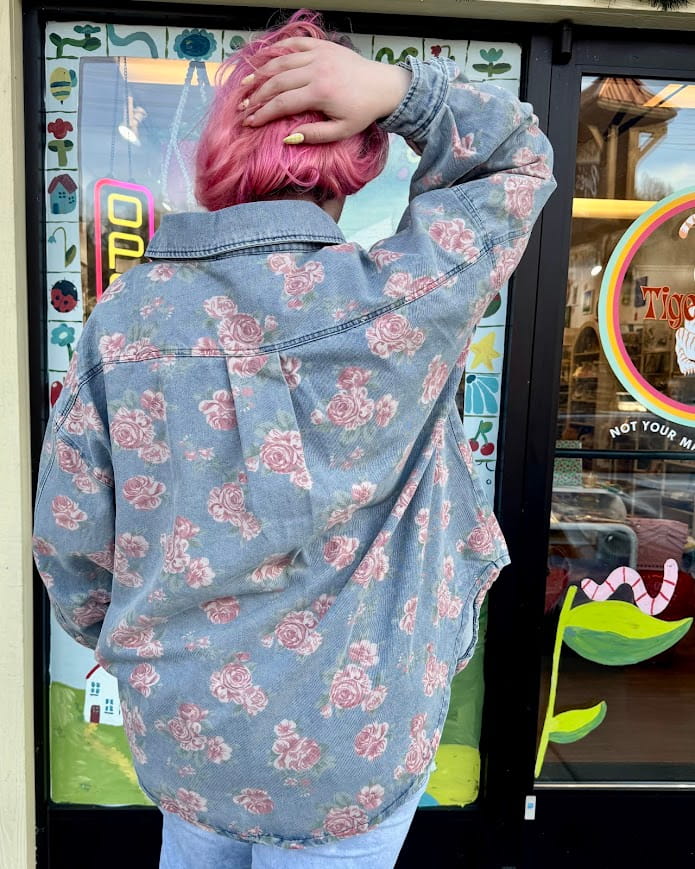 Dusty Rose Denim Shacket