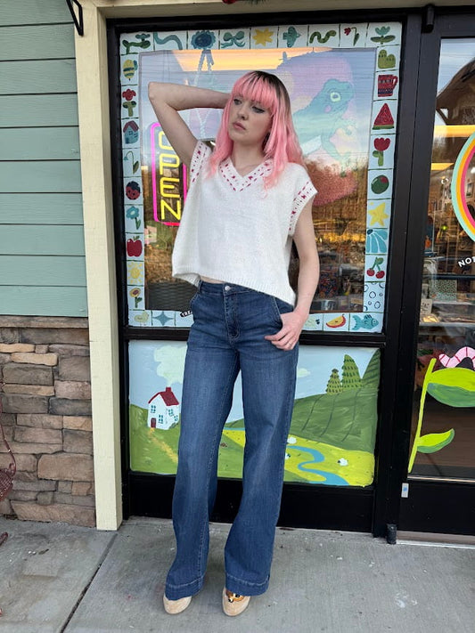 Pink Stitch Sleeveless Knit Top